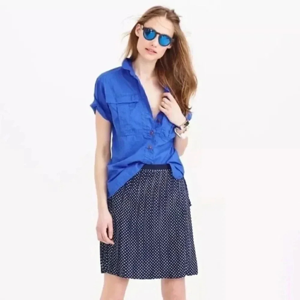 J.Crew Stitched Down Grid Dot Pleated Skirt Size 4
